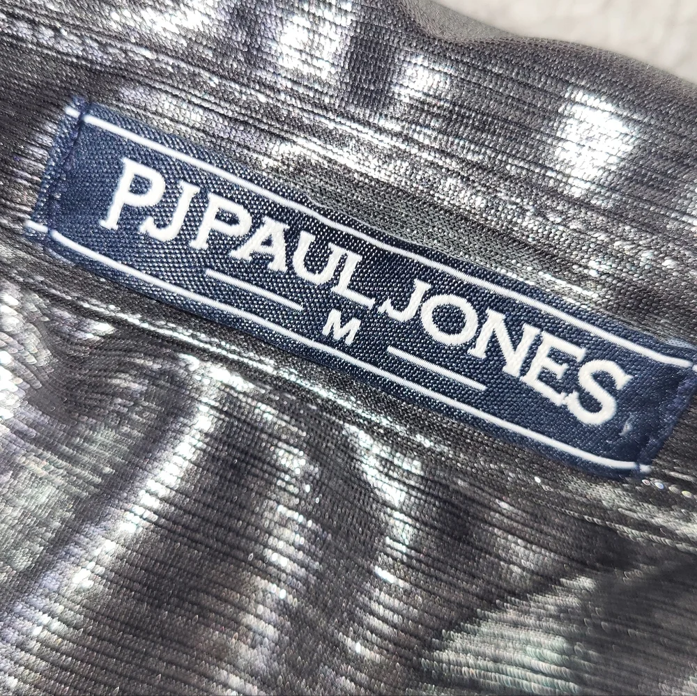 PJ Paul Jones Silver Metallic Button‎ Up Shirt Men's Size Medium
